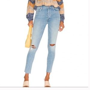 Mother Denim The Stunner Ankle Fray Blue Distressed Jeans (Size 27)